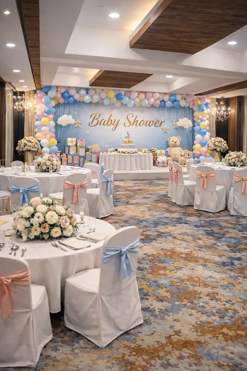 Illustrative 80-120 guest engagement hall in Bangalore matching the Veloria Grand Pearl Hall capacity tier — stock reference; see Veloria Grand gallery for actual photos